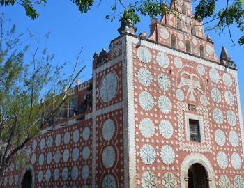 view of building in mexico with beautiful mosaic tiles 