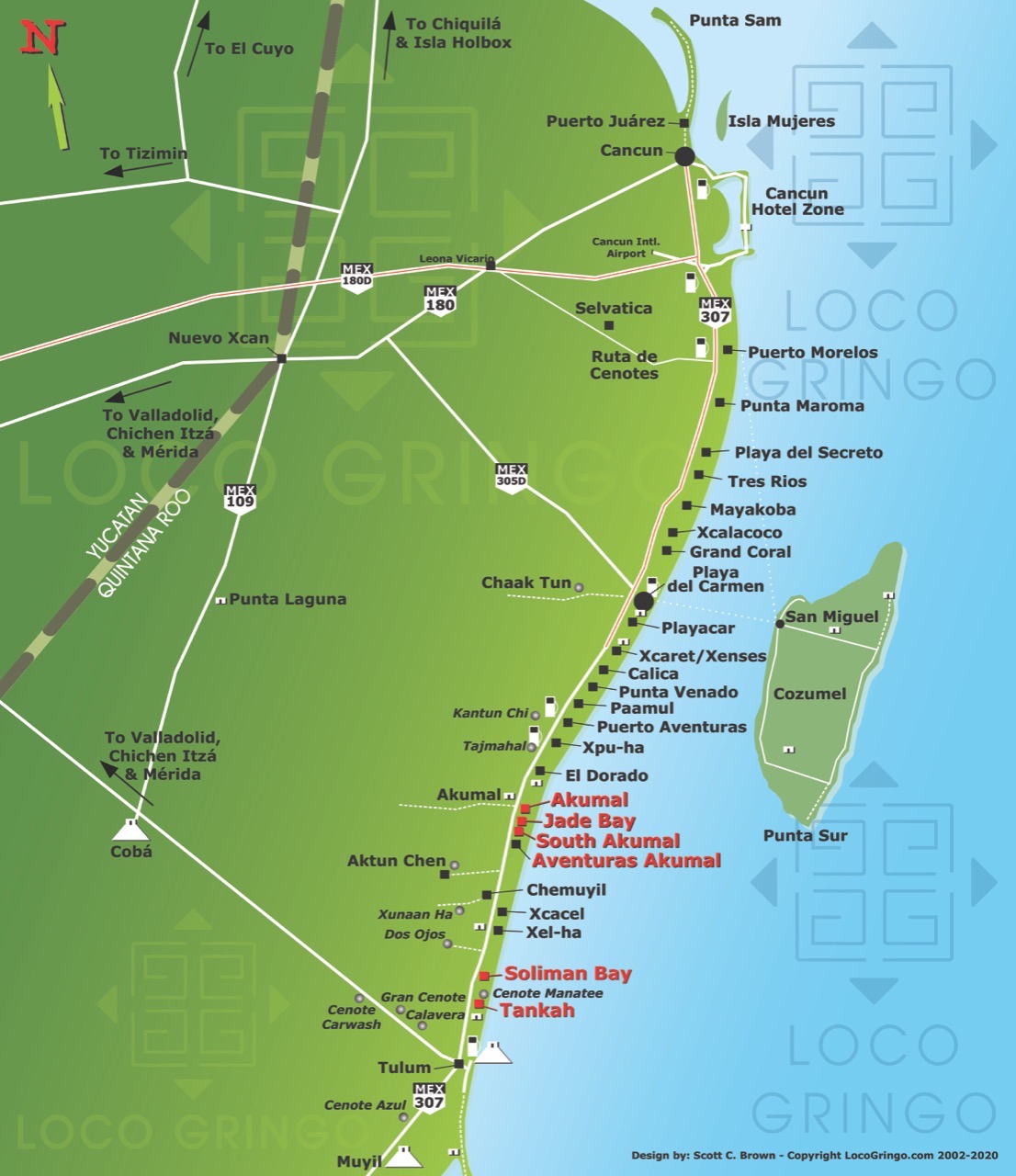 Map of Mexicos Caribbean Coast