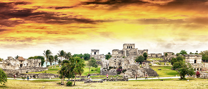 Tulum Ruins at Sunset